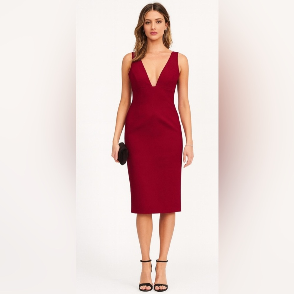 Alice and Olivia Sz 6  Deep V Red Sleeveless Dress